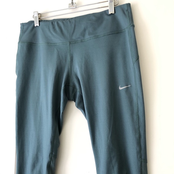 Nike Dri-fit Green Cropped Running Yoga Leggings - Picture 2 of 7